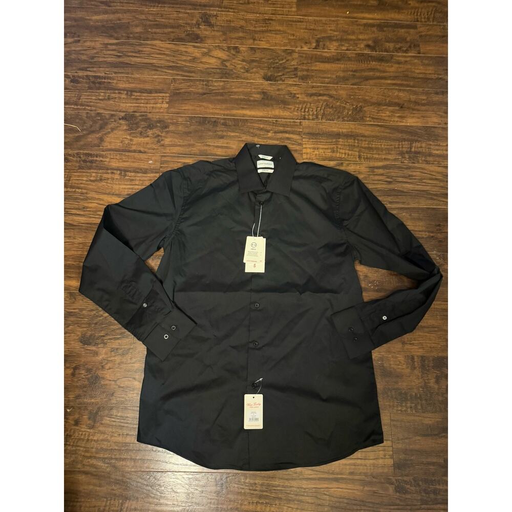 Lucky Brand Shirt Men's L Black Slim Fit Stretch Long Sleeve Wrinkle Free NWT